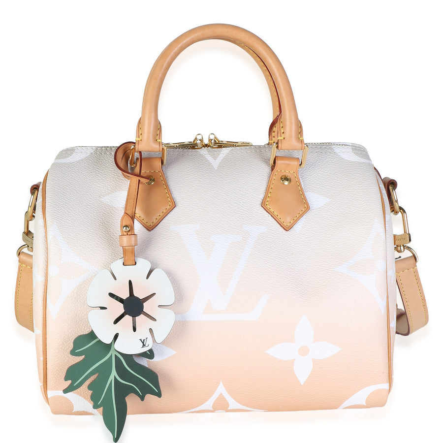 Louis Vuitton Brume Monogram Giant By The Pool Canvas Speedy Bandouliere 25 Beige; White Bag