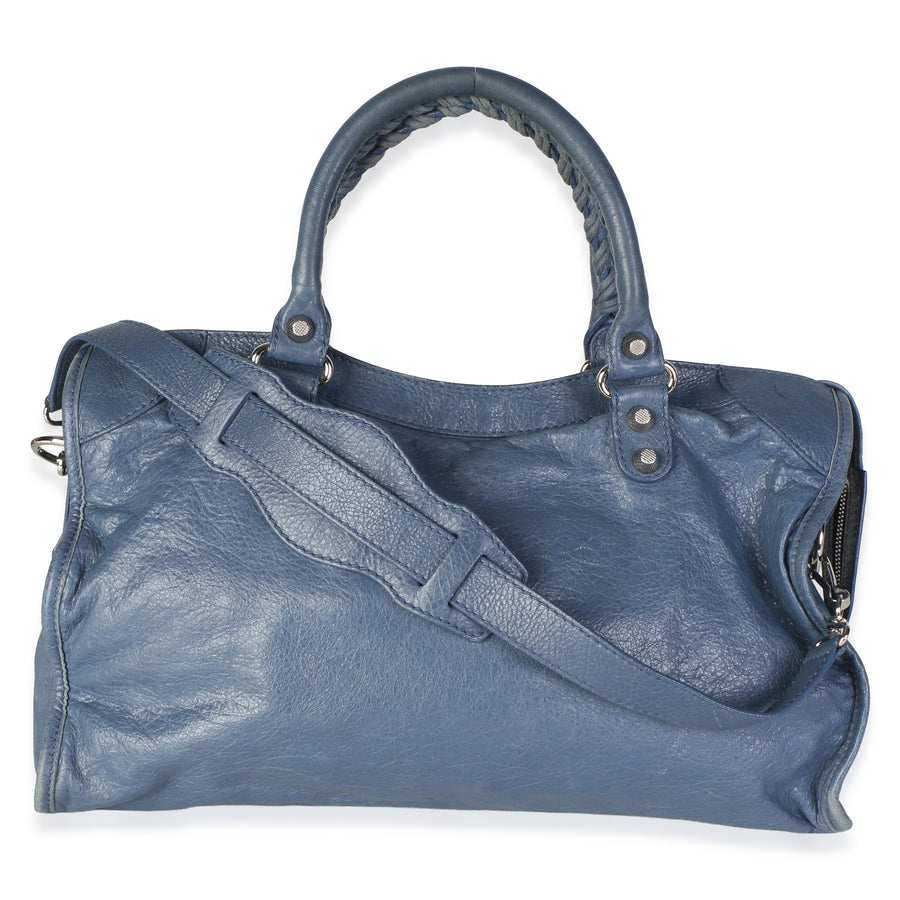 Balenciaga Bleu Persan Agneau Classic Hardware City Bag Blue Leather