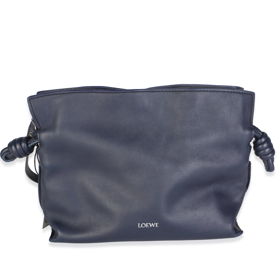 Loewe Abyss Blue Nappa Calfskin Mini Flamenco Knot Clutch Leather