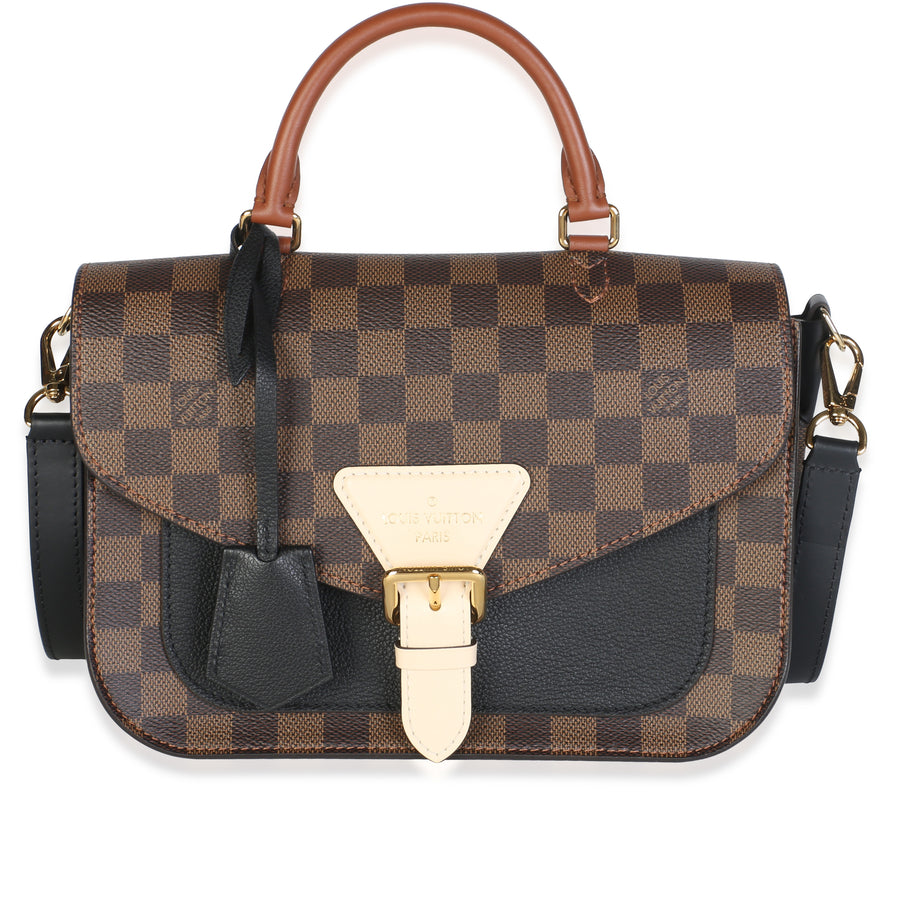 Louis Vuitton Black Damier Ebene Canvas Beaumarchais Brown; Tan Canvas; Leather Bag