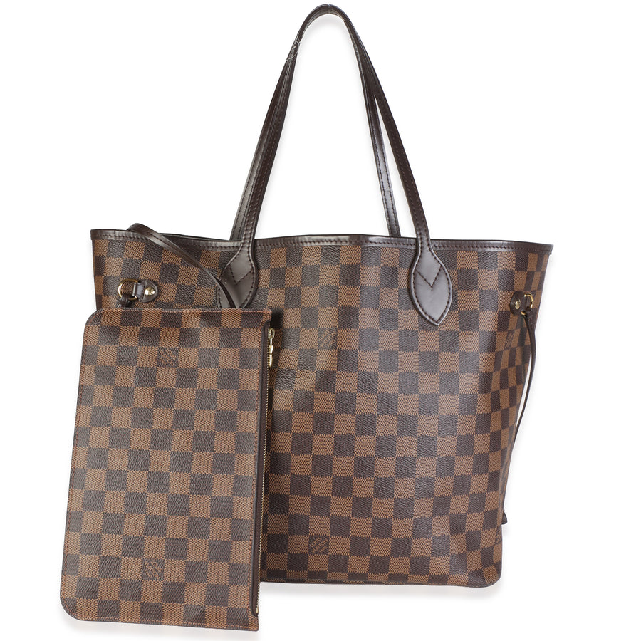 Louis Vuitton Damier Ebene Canvas Neverfull Mm Brown Coated Bag