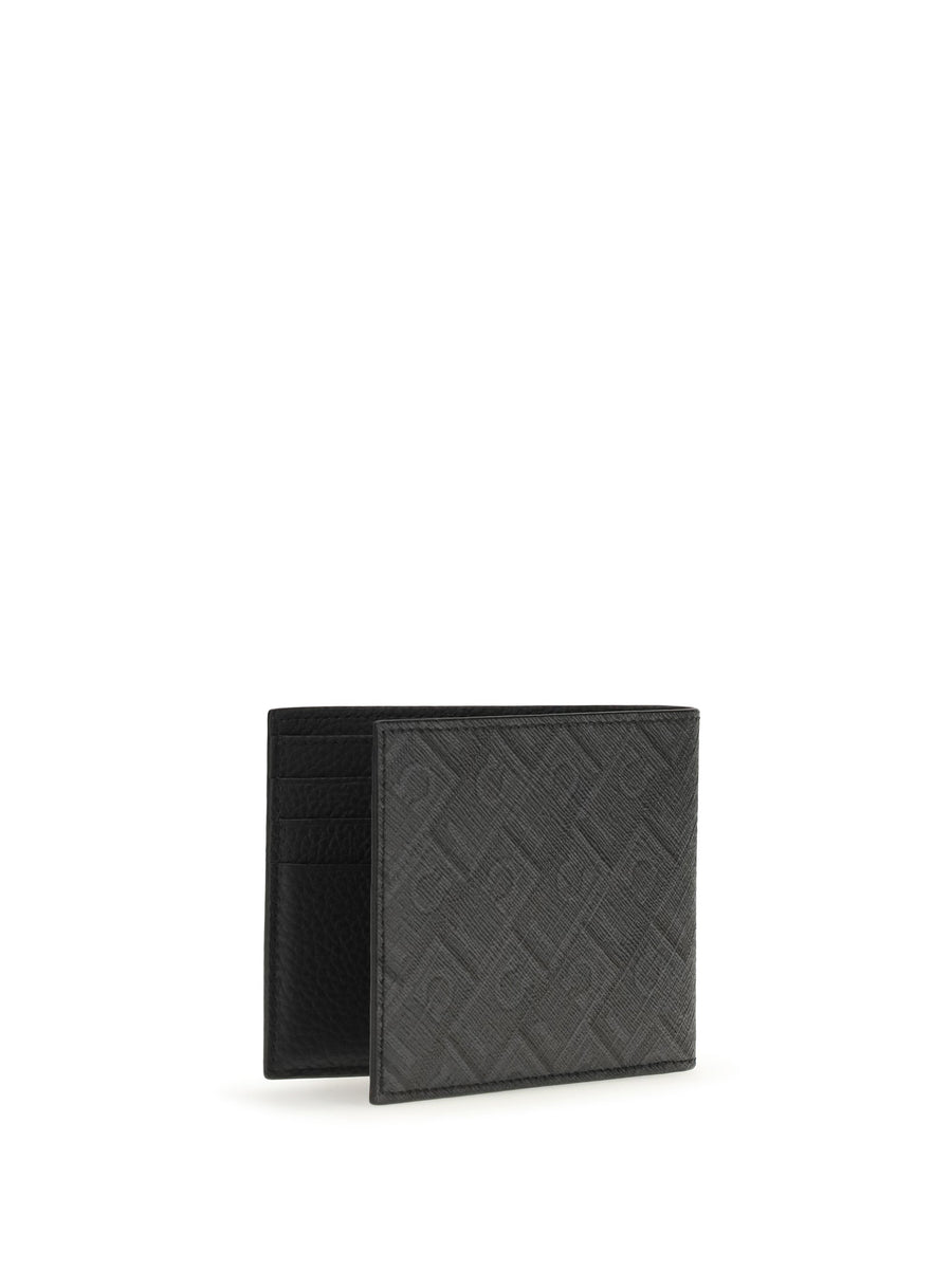 Ferragamo Hammered Calfskin Wallet — Gray Calf Leather