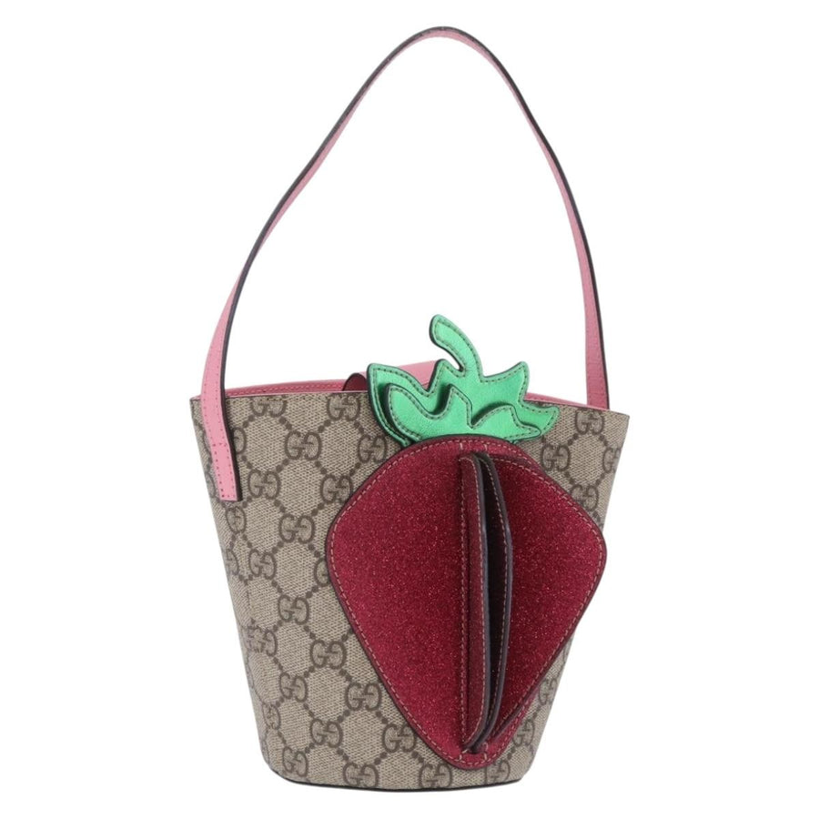 Gucci Childrens Convertible Gg Coated Canvas With Applique Beige Bag