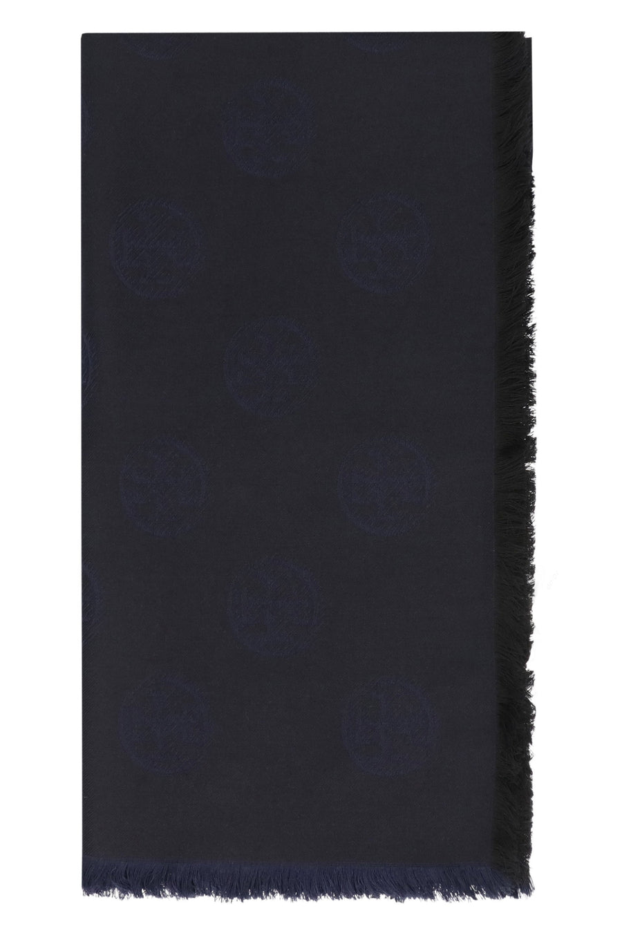 Tory Burch Silk And Wool Blend Scarf — Black Scarfs