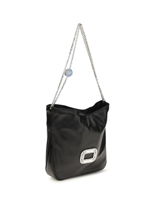 Roger Vivier Pilgrim Mini Shoulder Bag — Black Calf Leather