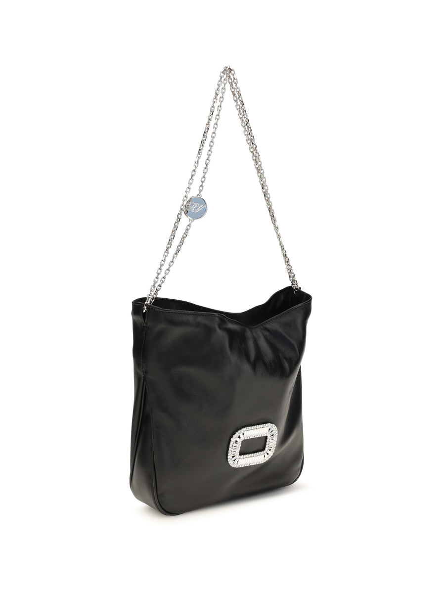 Roger Vivier Pilgrim Mini Shoulder Bag — Black Calf Leather
