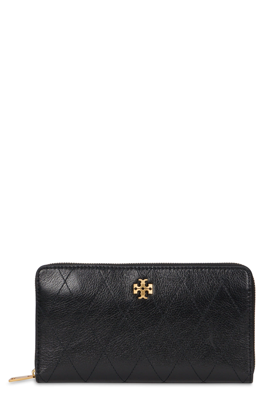 Tory Burch Quilted Calfskin Zip-Around Wallet — Black