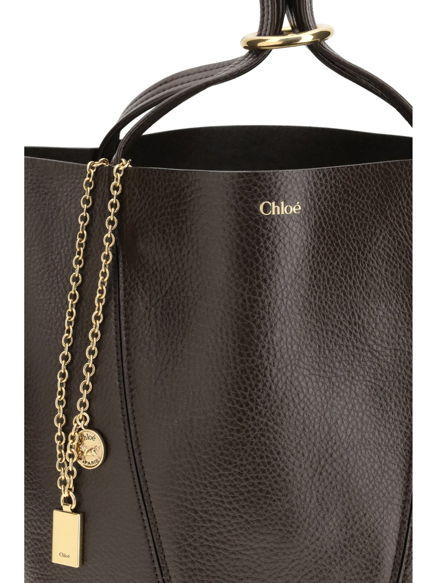 Chloé Spin Shoulder Bag — Brown Calf Leather Bos Taurus