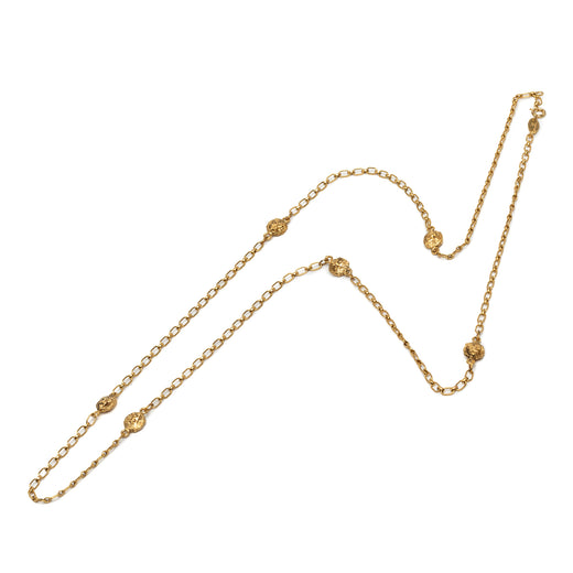 CC Gold Plated Lion Head Station Chain Long Necklace - Image 1