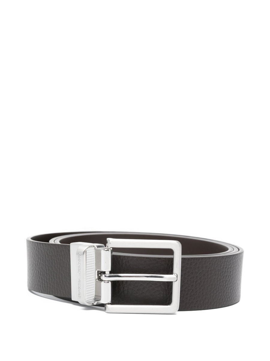 Emporio Armani Exclusive Reversible Leather Belt — Black
