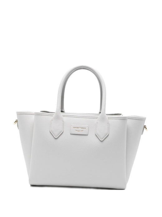 Emporio Armani Palmellato Leather Tote Bag — White