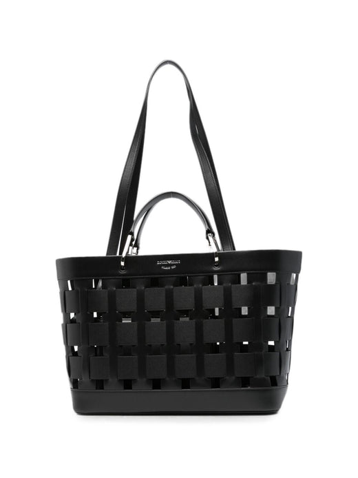 Emporio Armani Woven Design Tote Bag — Black