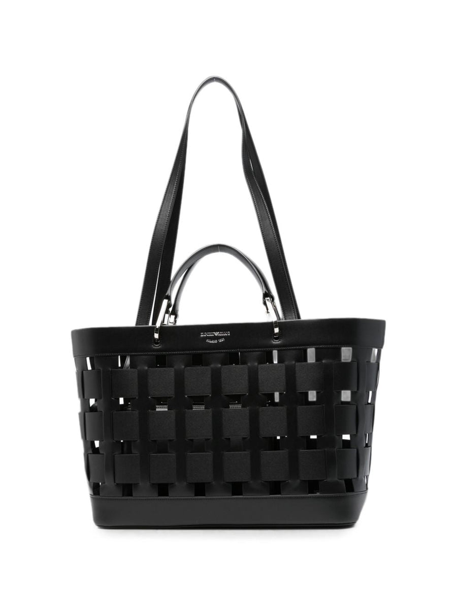 Emporio Armani Woven Design Tote Bag — Black