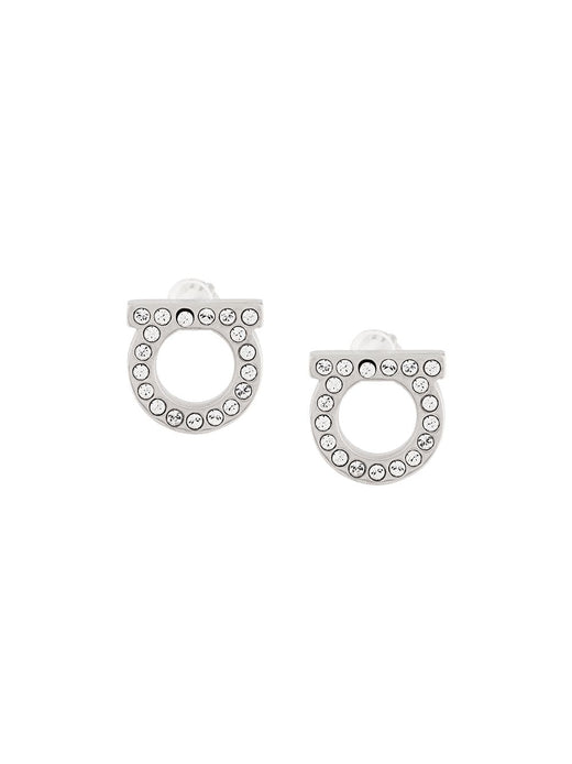 Ferragamo Gancini Crystal Earrings — Silver