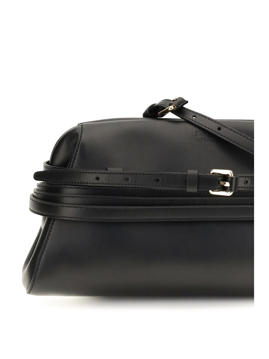 Moschino Nappa Leather Shoulder Bag — Black
