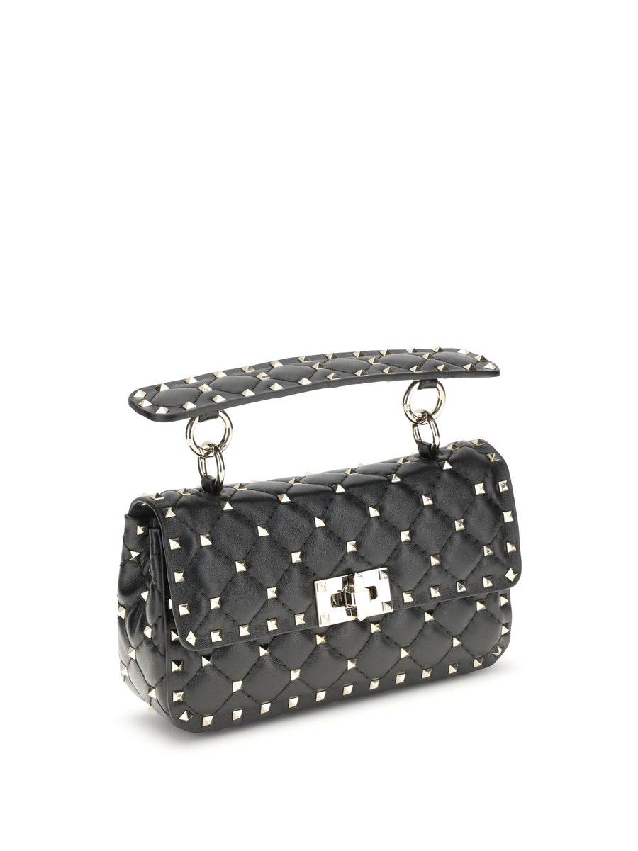 Valentino Garavani Rockstud Spike Shoulder Bag — Black Lambskin
