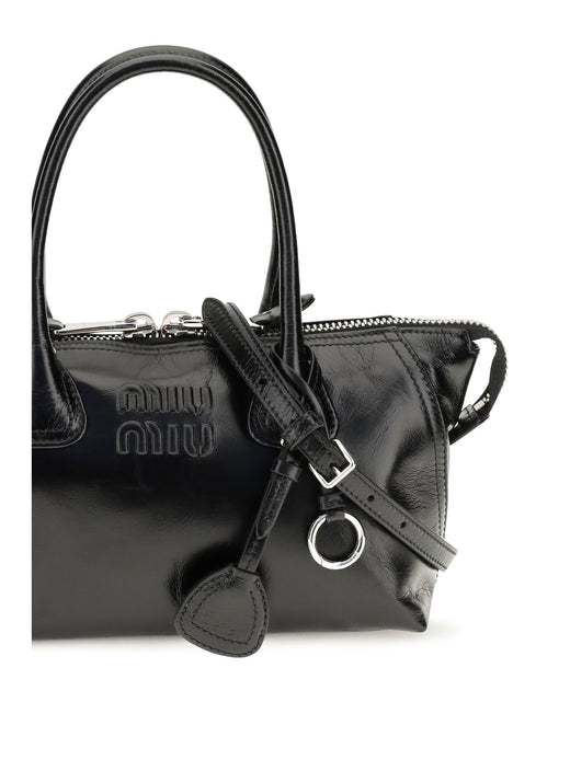 Miu Miu Structured Calf Leather Top Handle Bag — Black