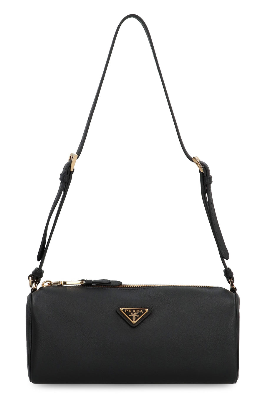 Prada Pebbled Calfskin Shoulder Bag — Black Calf