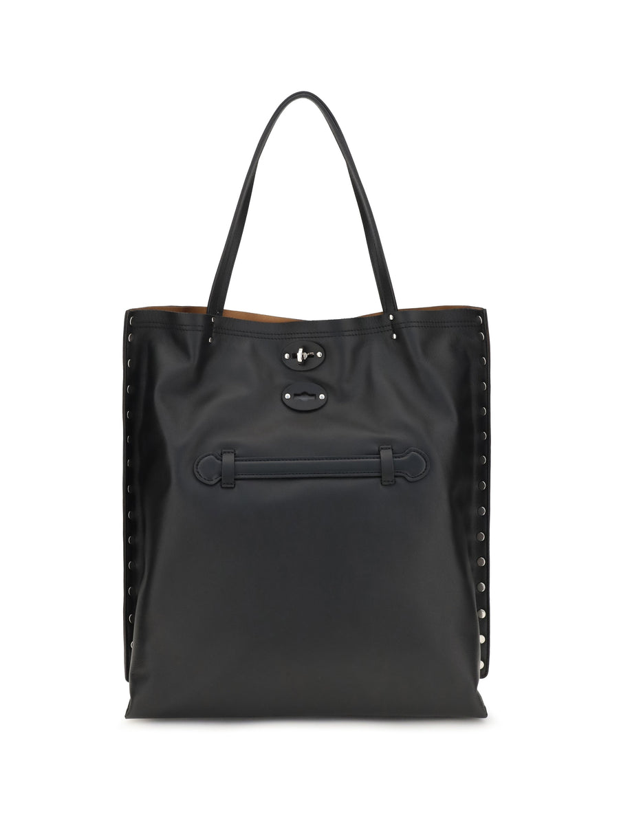 Zanellato Saeta Shoulder Bag — Black Calf Leather Bos Taurus