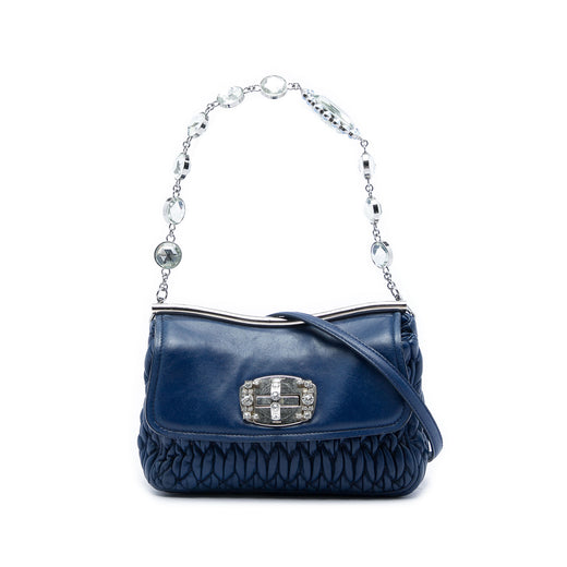 Matelasse Nappa Crystal Frame Flap Satchel - Image 1