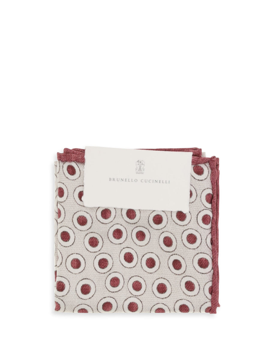 Brunello Cucinelli Silk Polka-Dot Pocket Square — Beige Accessory