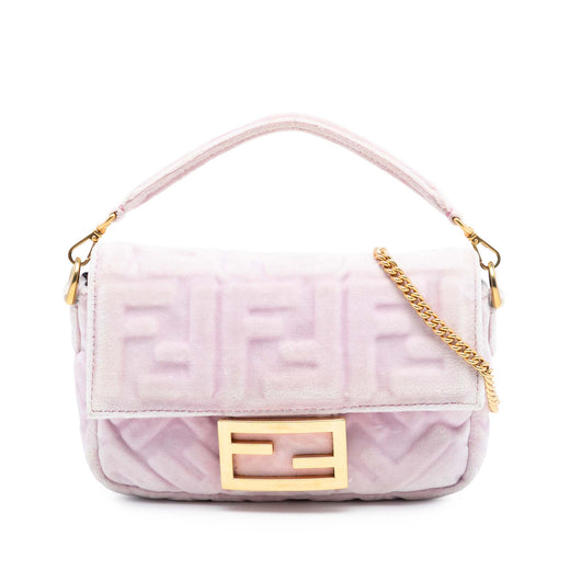 Mini Zucca Embossed Velvet Baguette Satchel - Image 1