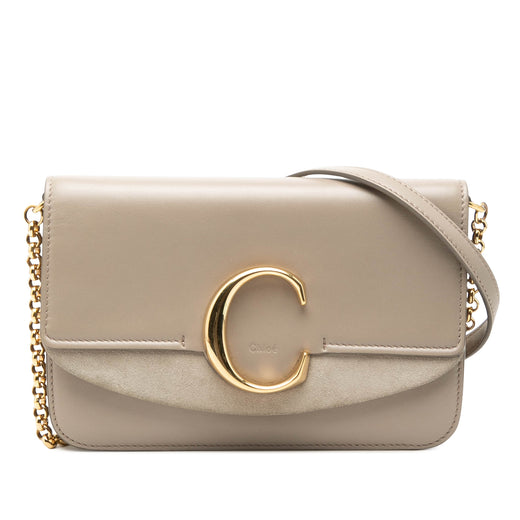 Calfskin and Suede C Clutch With Chain - Image 1