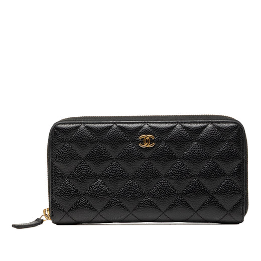 CC Quilted Caviar Zip Around Long Wallet - Image 1