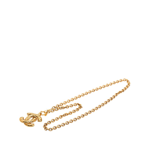 CC Gold Plated Quilted Pendant Necklace - Image 1