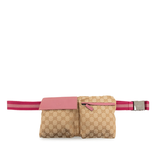 GG Canvas Web Double Pocket Belt Bag - Image 1