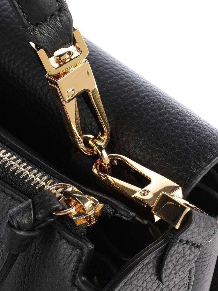 Coccinelle Crossbody Bag — Black Cowhide | Ribbon: Polyester