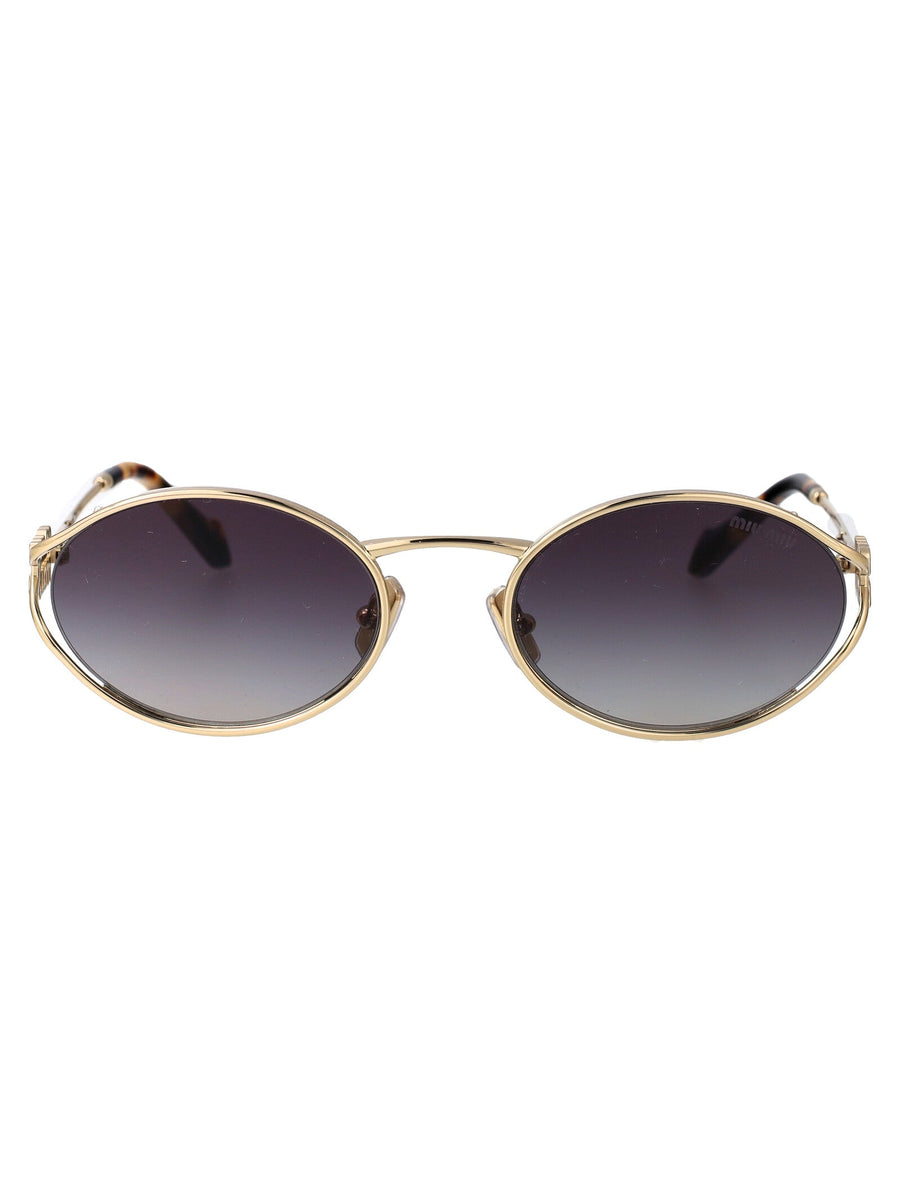 Miu Miu 0mu Oval Metal Sunglasses — Gold