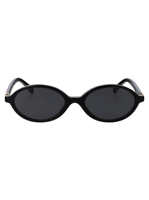 Miu Miu 0mu Oval Frame Sunglasses — Black Acetate
