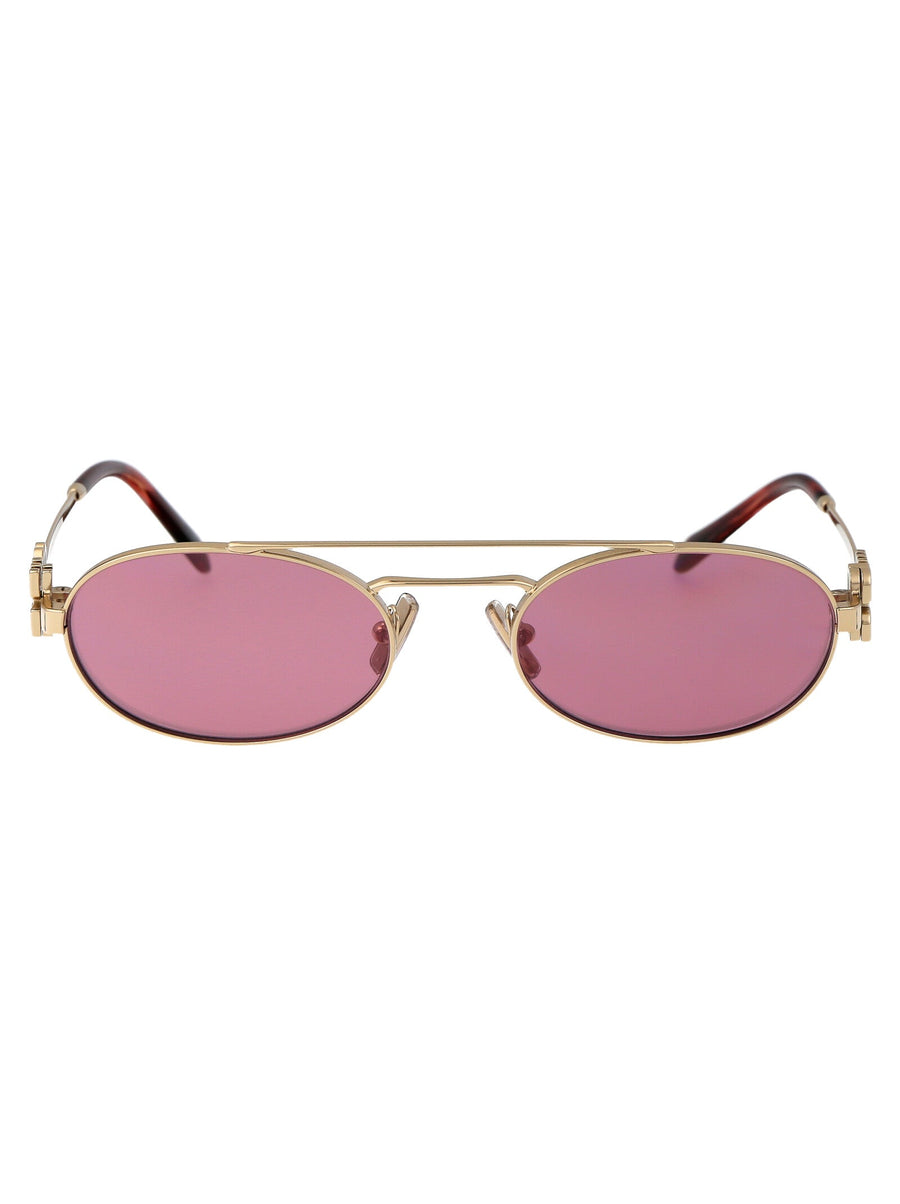 Miu Miu 0mu Metal Oval Sunglasses — Gold