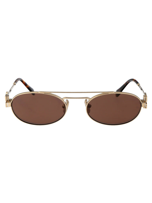 Miu Miu 0mu Oval Metal Sunglasses — Gold