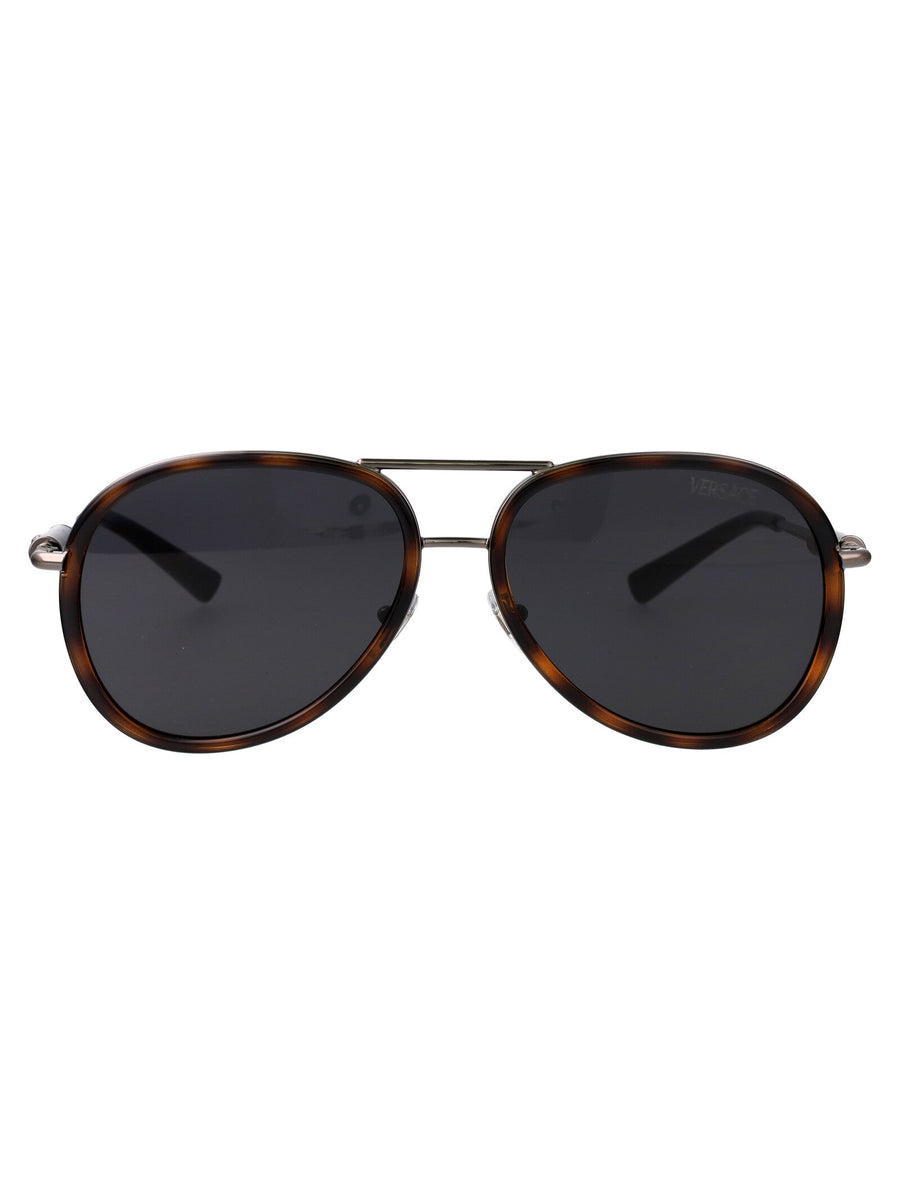 Versace 0ve2260 Aviator Metal Sunglasses — Brown
