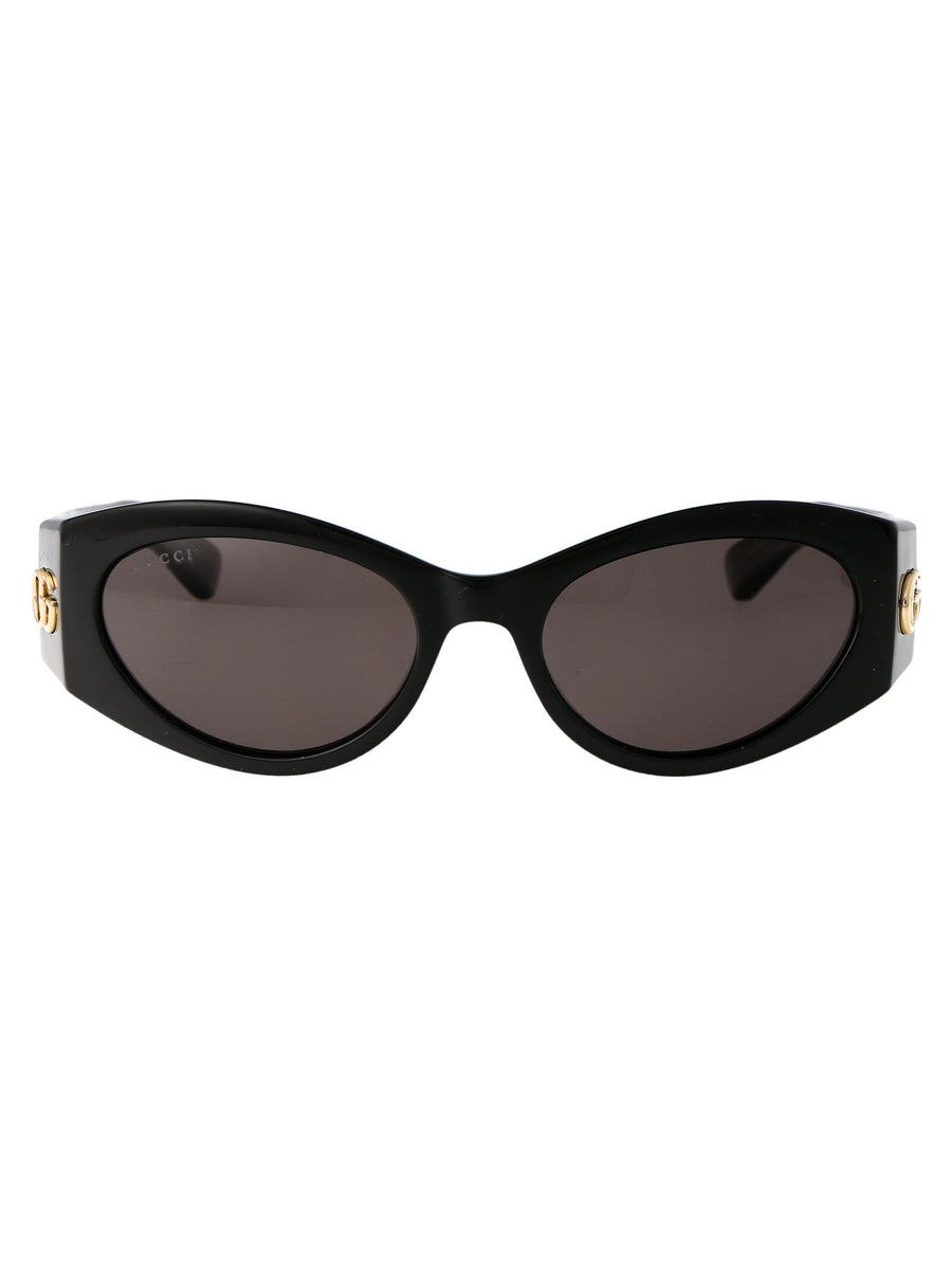 Gucci Gg1401s Oval-Frame Sunglasses — Black Injected