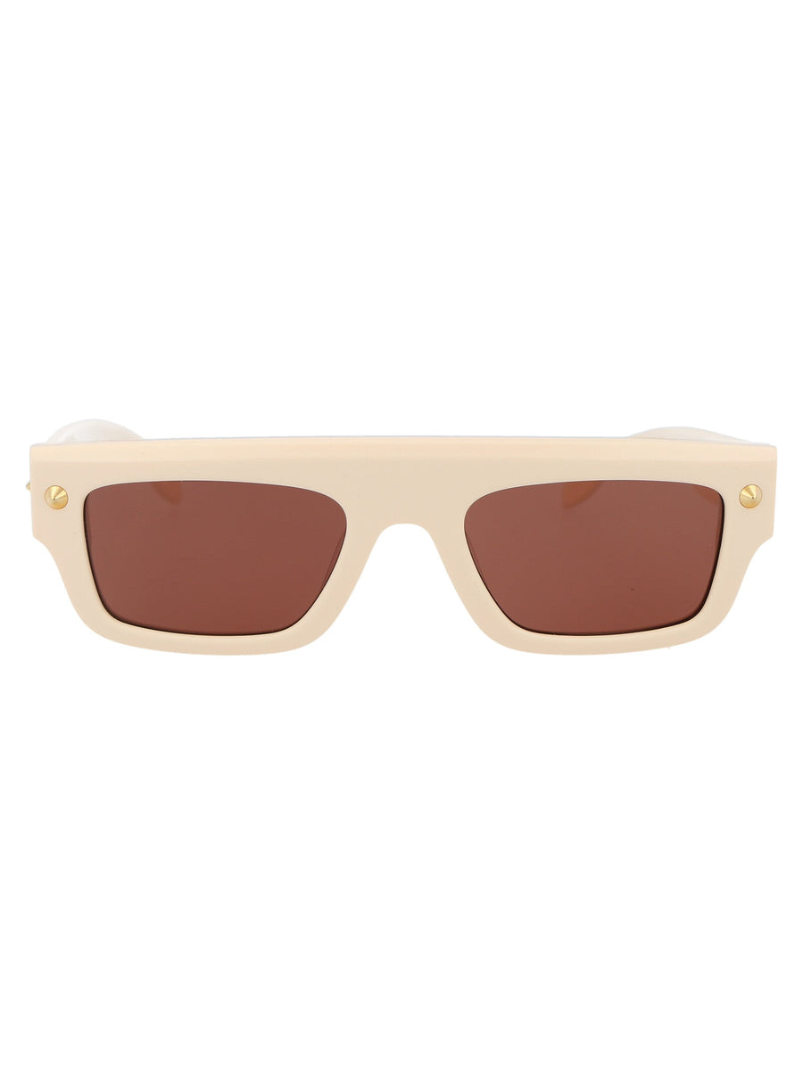 Alexander Mcqueen Am0427s Rectangular Acetate Sunglasses — Beige