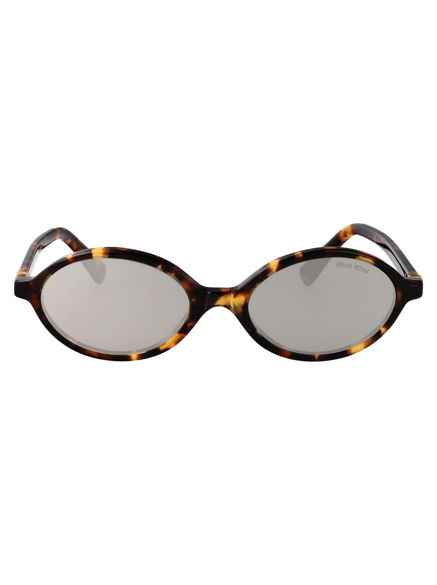 Miu Miu 0mu Oval Tortoiseshell Acetate Sunglasses — Havana Honey