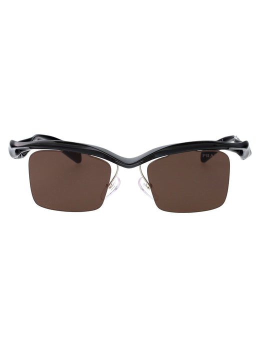 Prada 0pr Nylon Rectangle Frame Sunglasses — Black