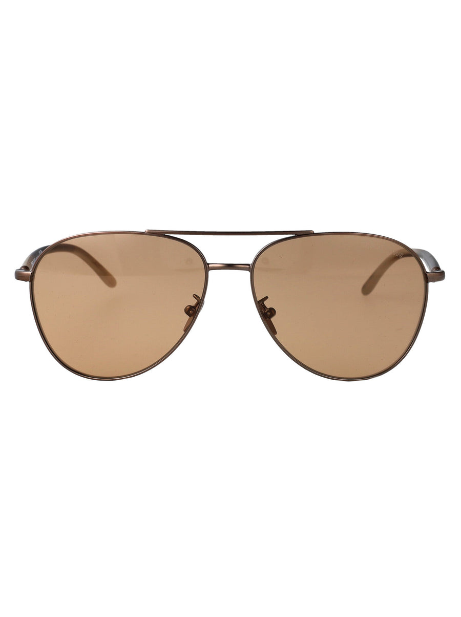 Giorgio Armani 0ar6162 Tinted Aviator Sunglasses — Brown Steel
