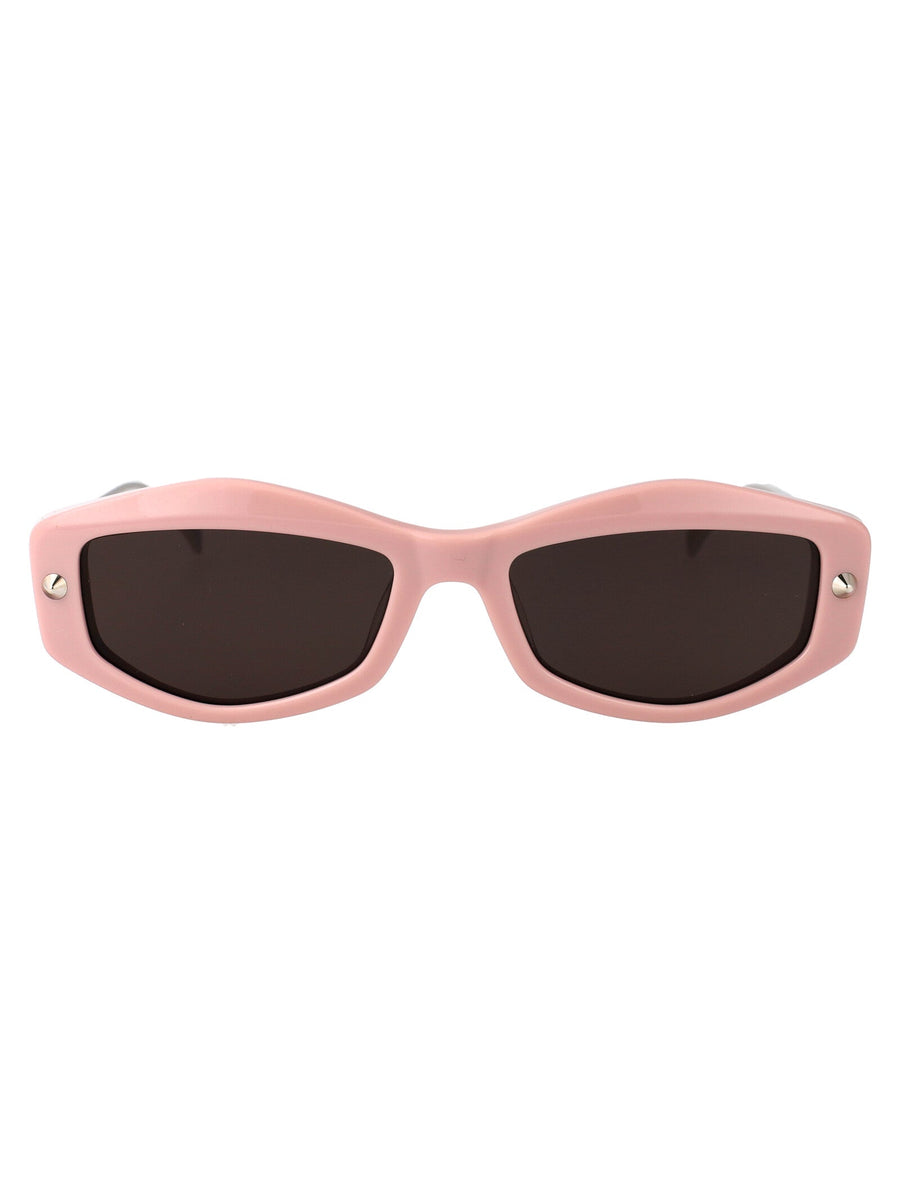 Alexander Mcqueen Am0482s Sculpted Metal Frame Sunglasses — Pink