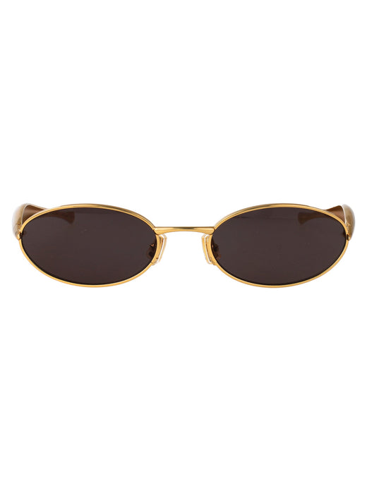 Bottega Veneta Bv1386s Metal Oval Sunglasses — Gold