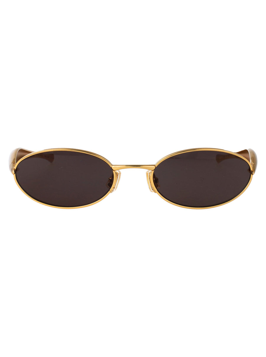 Bottega Veneta Bv1386s Metal Oval Sunglasses — Gold