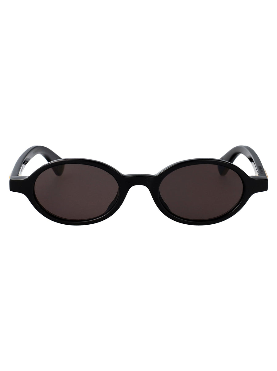 Bottega Veneta Bv1388s Oval Acetate Sunglasses — Black
