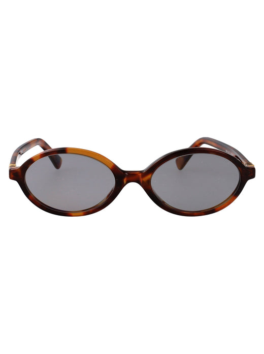 Miu Miu 0mu Acetate Oval Frame Sunglasses — Brown