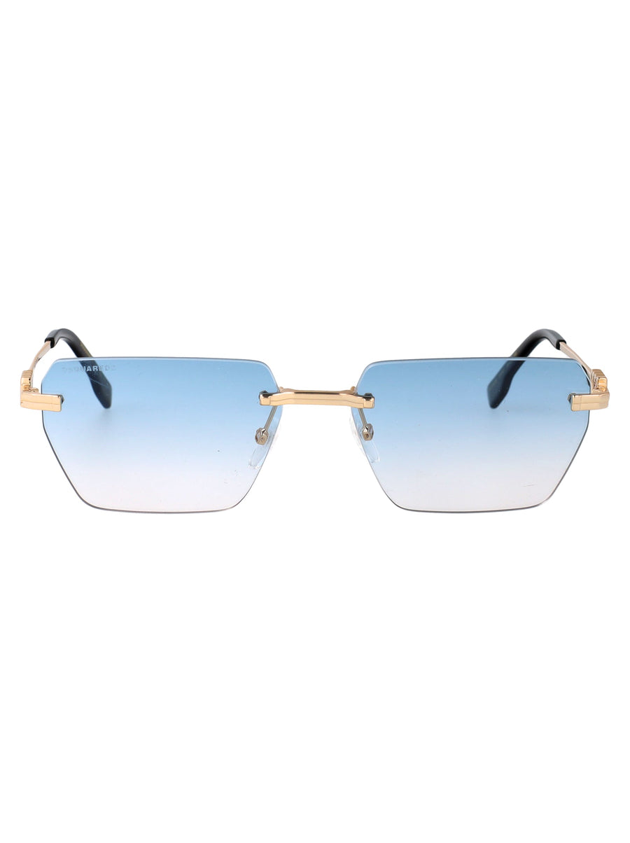 Dsquared2 Rimless Blue-Gradient Sunglasses — Gold Metal