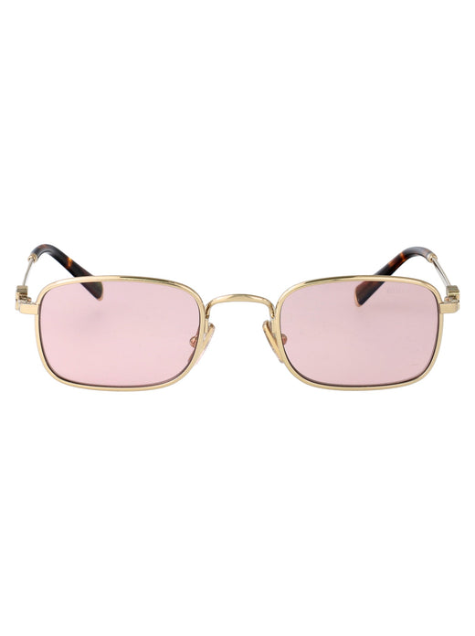 Miu Miu 0mu Metal Rectangle Sunglasses — Gold