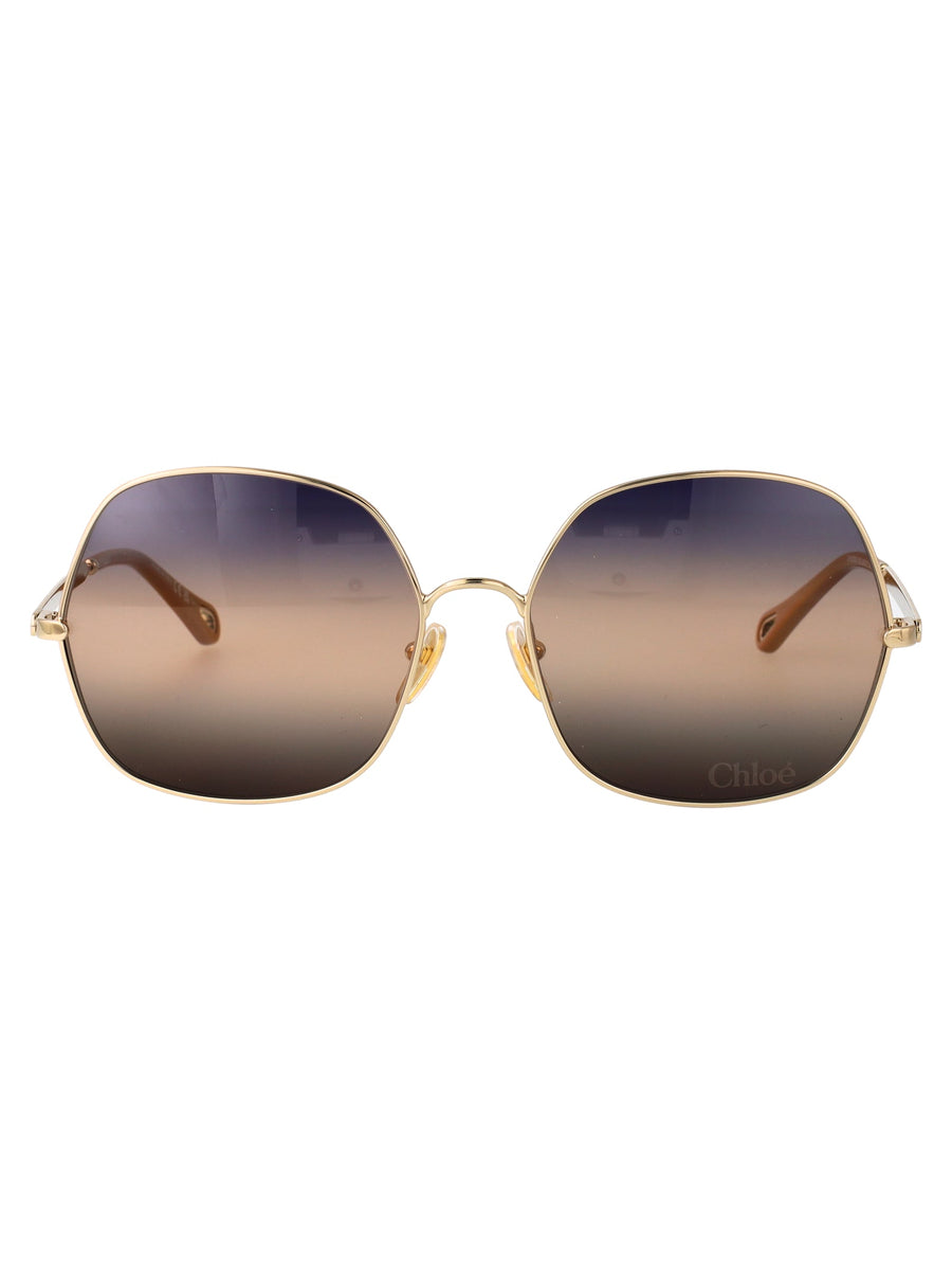 Chloé Ch0282s Gradient-Tint Metal Sunglasses — Gold