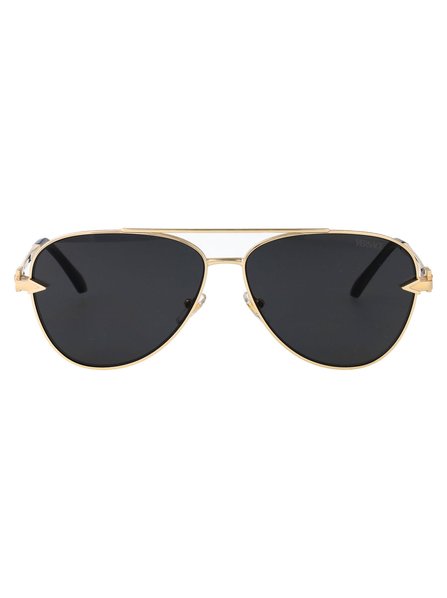 Versace 0ve2283 Gold-Tone Metal Aviator Sunglasses — Gold
